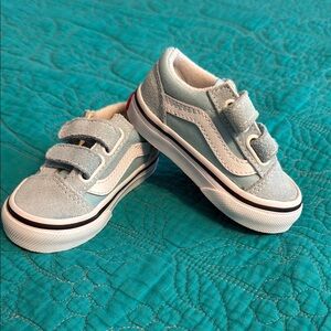Vans Baby Blue Sneakers with Velcro Straps and Low-Top Design